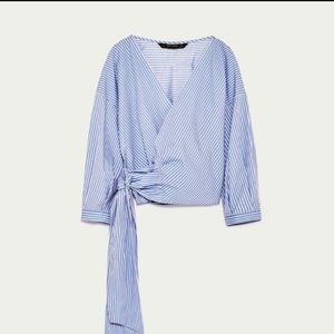Zara wrap blouse with long tie